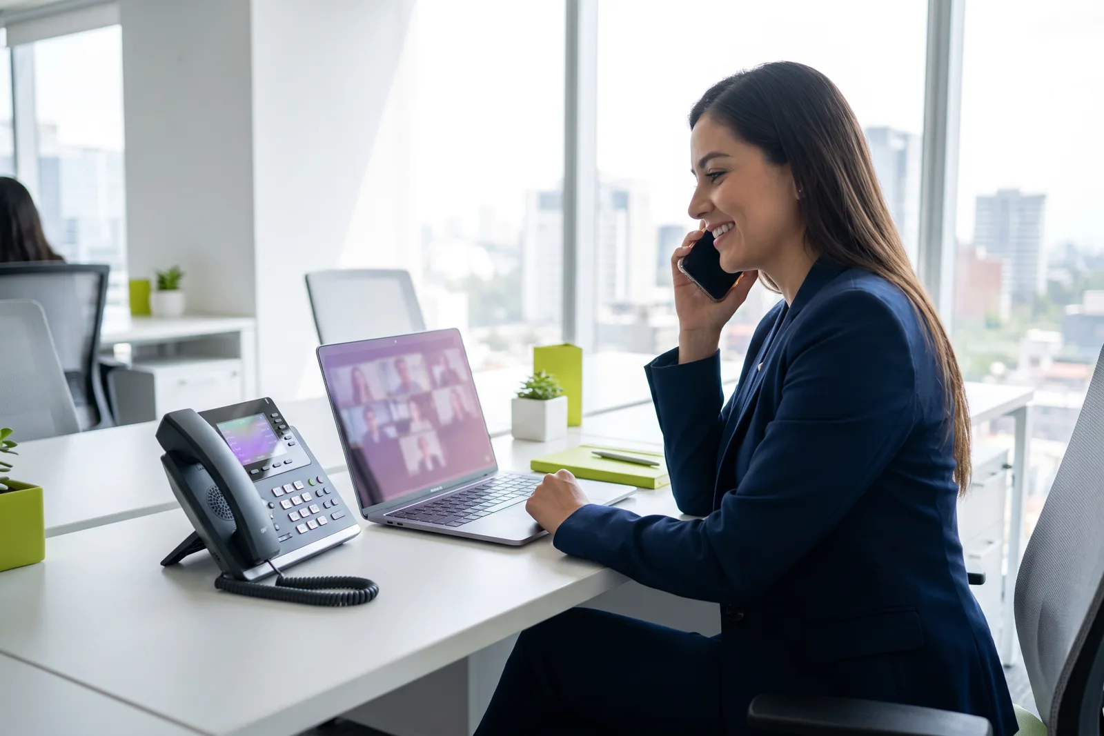 Equipo usando Microsoft Teams como softphone de su conmutador IP
